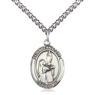 Sterling Silver Saint Bernadette Medal Religious Jewelry Engraved Catholic Saint Jewelry