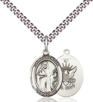 Pewter Saint Brendan Navy Medal Religious Jewelry