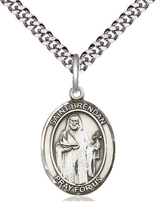 Pewter Saint Brendan the Navigator Medal Religious Jewelry Engraved Catholic Saint Jewelry
