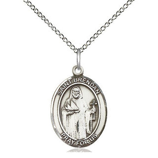 Sterling Silver Saint Brendan the Navigator Medal Religious Jewelry Engraved Catholic Saint Jewelry