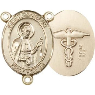 14kt Gold Filled Saint Camillus of Lellis Rosary Center Rosary Center Engraved Catholic Saint Jewelry
