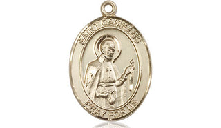 14kt Gold Filled Saint Camillus of Lellis Medal Engraved Catholic Saint Jewelry