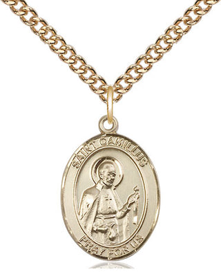 14kt Gold Filled Saint Camillus of Lellis Medal Religious Jewelry Engraved Catholic Saint Jewelry