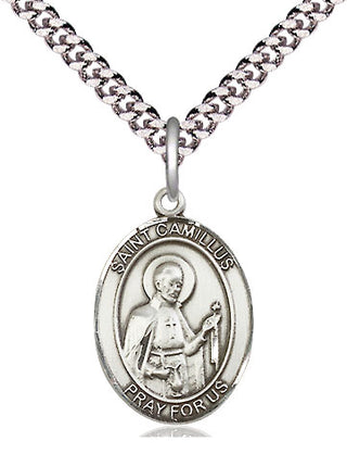 Pewter Saint Camillus of Lellis Medal Religious Jewelry Engraved Catholic Saint Jewelry