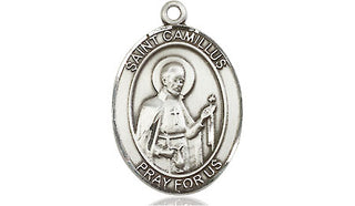 Pewter Saint Camillus of Lellis Medal Engraved Catholic Saint Jewelry