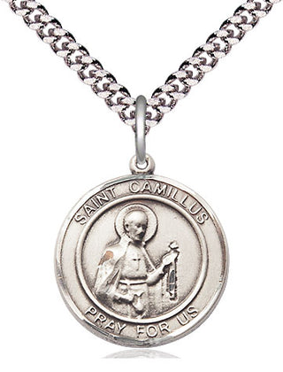 Pewter Saint Camillus of Lellis Medal Religious Jewelry Engraved Catholic Saint Jewelry
