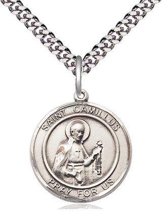 Sterling Silver Saint Camillus of Lellis Medal Religious Jewelry Engraved Catholic Saint Jewelry