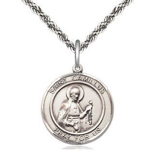 Sterling Silver Saint Camillus of Lellis Medal Religious Jewelry Engraved Catholic Saint Jewelry