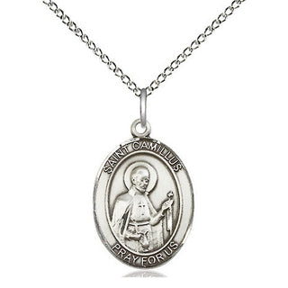 Sterling Silver Saint Camillus of Lellis Medal Religious Jewelry Engraved Catholic Saint Jewelry