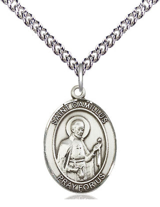 Sterling Silver Saint Camillus of Lellis Medal Religious Jewelry Engraved Catholic Saint Jewelry