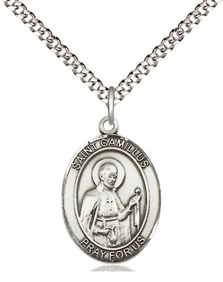 Sterling Silver Saint Camillus of Lellis Medal Religious Jewelry Engraved Catholic Saint Jewelry