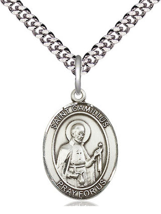 Sterling Silver Saint Camillus of Lellis Medal Religious Jewelry Engraved Catholic Saint Jewelry
