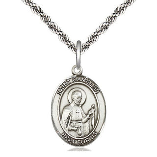 Sterling Silver Saint Camillus of Lellis Medal Religious Jewelry Engraved Catholic Saint Jewelry