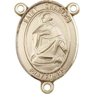 14kt Gold Filled Saint Charles Borromeo Rosary Center Rosary Center Engraved Catholic Saint Jewelry