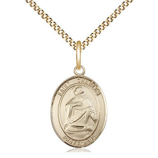 14kt Gold Filled Saint Charles Borromeo Medal Religious Jewelry Engraved Catholic Saint Jewelry