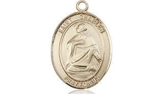 14kt Gold Saint Charles Borromeo Medal Engraved Catholic Saint Jewelry