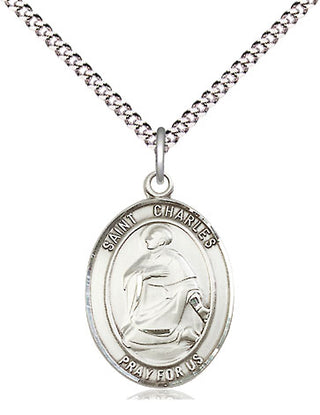 Pewter Saint Charles Borromeo Medal Religious Jewelry Engraved Catholic Saint Jewelry