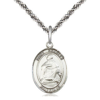 Sterling Silver Saint Charles Borromeo Medal Religious Jewelry Engraved Catholic Saint Jewelry