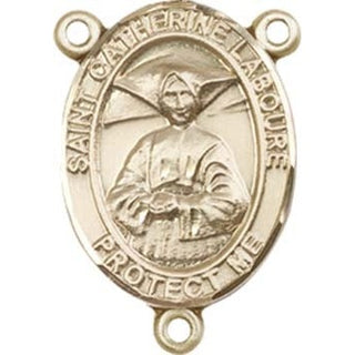 14kt Gold Filled Saint Catherine Laboure Rosary Center Rosary Center Engraved Catholic Saint Jewelry