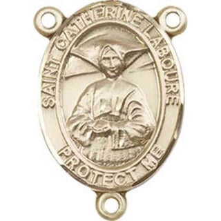 14kt Gold Saint Catherine Laboure Rosary Center Rosary Center Engraved Catholic Saint Jewelry