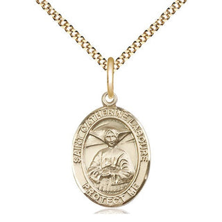 14kt Gold Filled Saint Catherine Laboure Medal Religious Jewelry Engraved Catholic Saint Jewelry