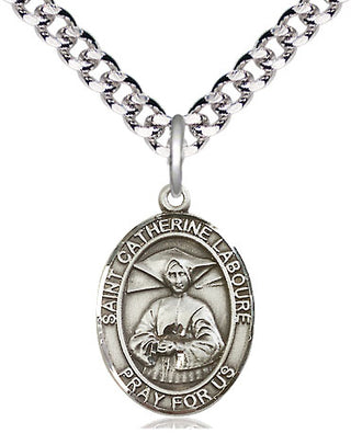 Pewter Saint Catherine Laboure Medal Religious Jewelry Engraved Catholic Saint Jewelry