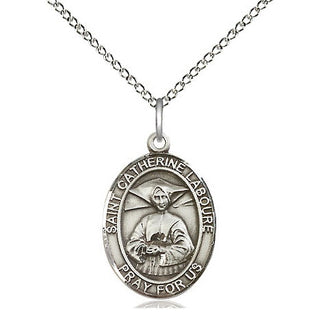 Sterling Silver Saint Catherine Laboure Medal Religious Jewelry Engraved Catholic Saint Jewelry
