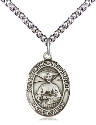 Sterling Silver Saint Catherine Laboure Medal Religious Jewelry Engraved Catholic Saint Jewelry