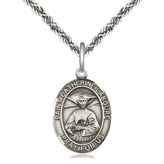 Sterling Silver Saint Catherine Laboure Medal Religious Jewelry Engraved Catholic Saint Jewelry