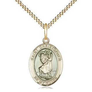 14kt Gold Filled Saint Christopher w/Epoxy Medal Religious Jewelry Engraved Catholic Saint Jewelry