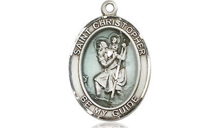 Pewter Saint Christopher Medal Engraved Catholic Saint Jewelry