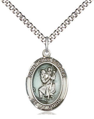 Pewter Saint Christopher Medal Religious Jewelry Engraved Catholic Saint Jewelry