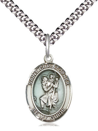 Pewter Saint Christopher Medal Religious Jewelry Engraved Catholic Saint Jewelry