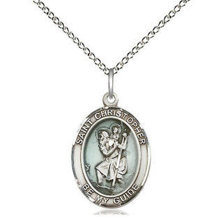Sterling Silver Saint Christopher Medal Religious Jewelry Engraved Catholic Saint Jewelry
