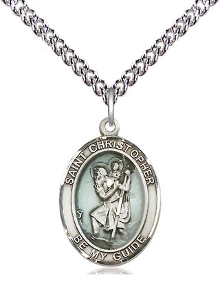 Sterling Silver Saint Christopher Medal Religious Jewelry Engraved Catholic Saint Jewelry