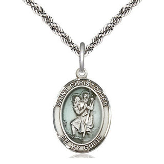 Sterling Silver Saint Christopher Medal Religious Jewelry Engraved Catholic Saint Jewelry