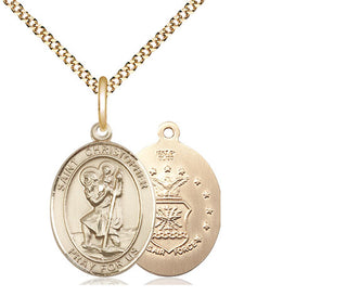 14kt Gold Filled Saint Christopher Air Force Medal Religious Jewelry