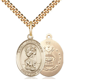 14kt Gold Filled Saint Christopher Air Force Medal Religious Jewelry
