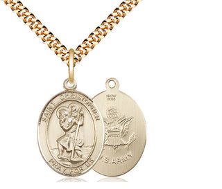 14kt Gold Filled Saint Christopher Army Medal Religious Jewelry