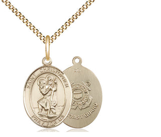 14kt Gold Filled Saint Christopher Coast Guard Medal Religious Jewelry