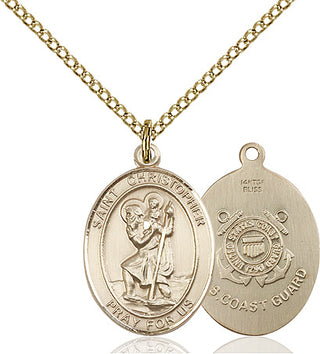 14kt Gold Filled Saint Christopher Coast Guard Medal Religious Jewelry