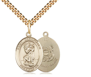 14kt Gold Filled Saint Christopher Coast Guard Medal Religious Jewelry