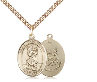 14kt Gold Filled Saint Christopher Coast Guard Medal Religious Jewelry