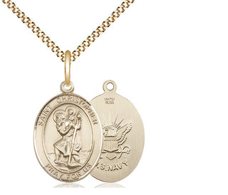 14kt Gold Filled Saint Christopher Navy Medal Religious Jewelry