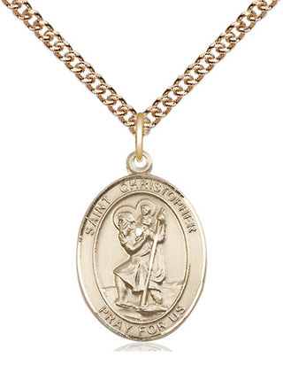 14kt Gold Filled Saint Christopher Medal Religious Jewelry Engraved Catholic Saint Jewelry