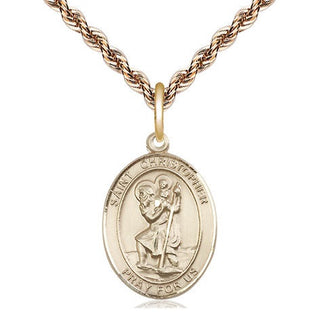 14kt Gold Filled Saint Christopher Medal Religious Jewelry Engraved Catholic Saint Jewelry