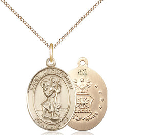 14kt Gold Saint Christopher Air Force Medal