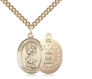 14kt Gold Saint Christopher Air Force Medal