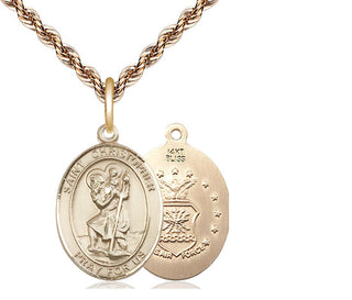 14kt Gold Saint Christopher Air Force Medal
