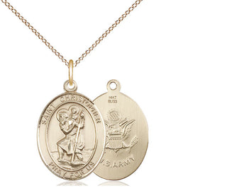 14kt Gold Saint Christopher Army Medal